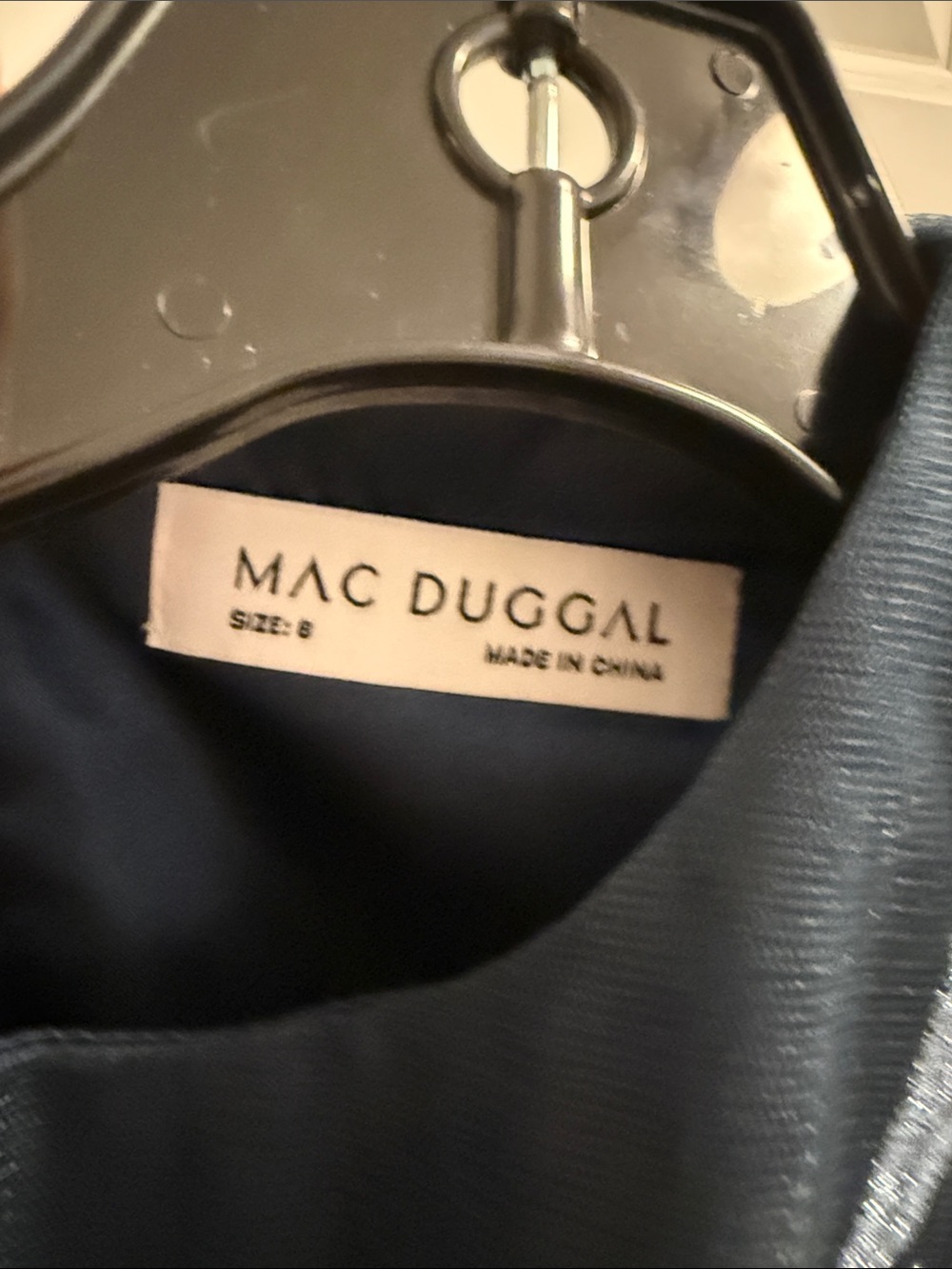 Mac Duggal Navy Beaded Tulle Midi Dress - Picture 7 of 7